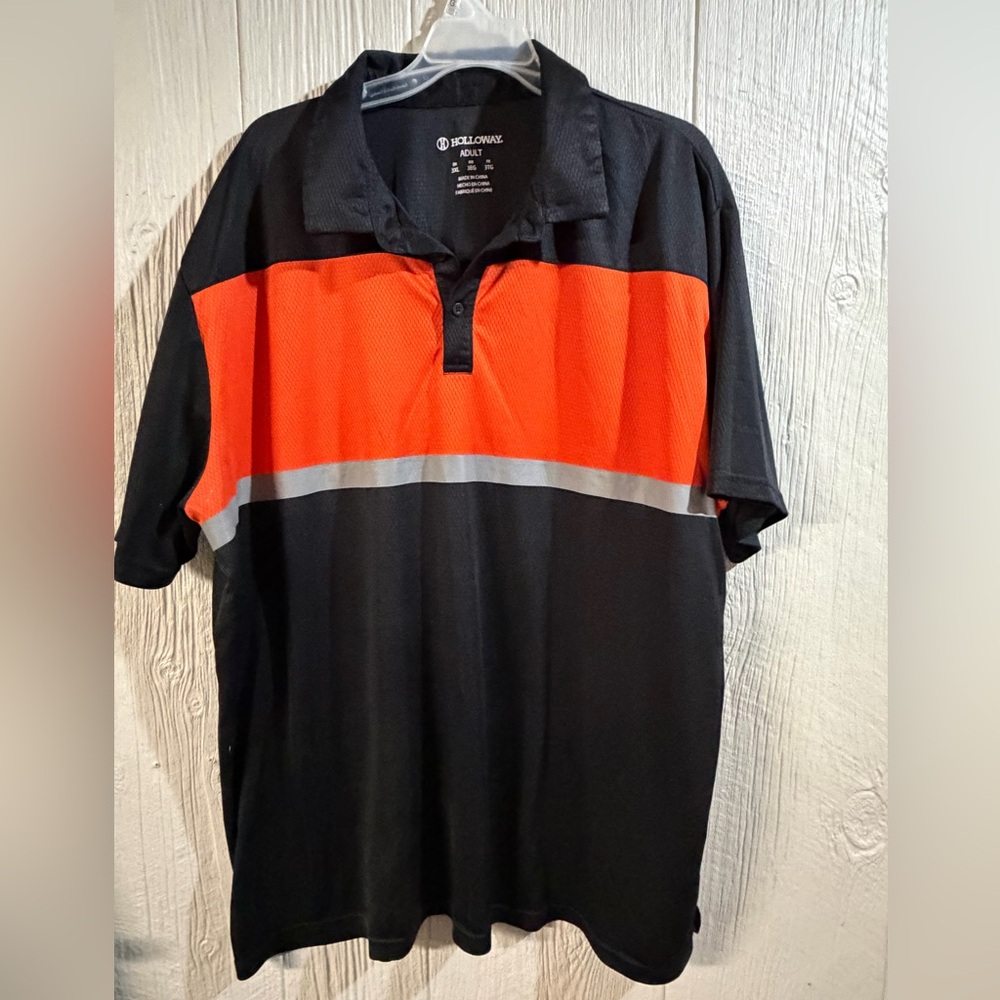 Holloway Black and Orange Polo Shirt